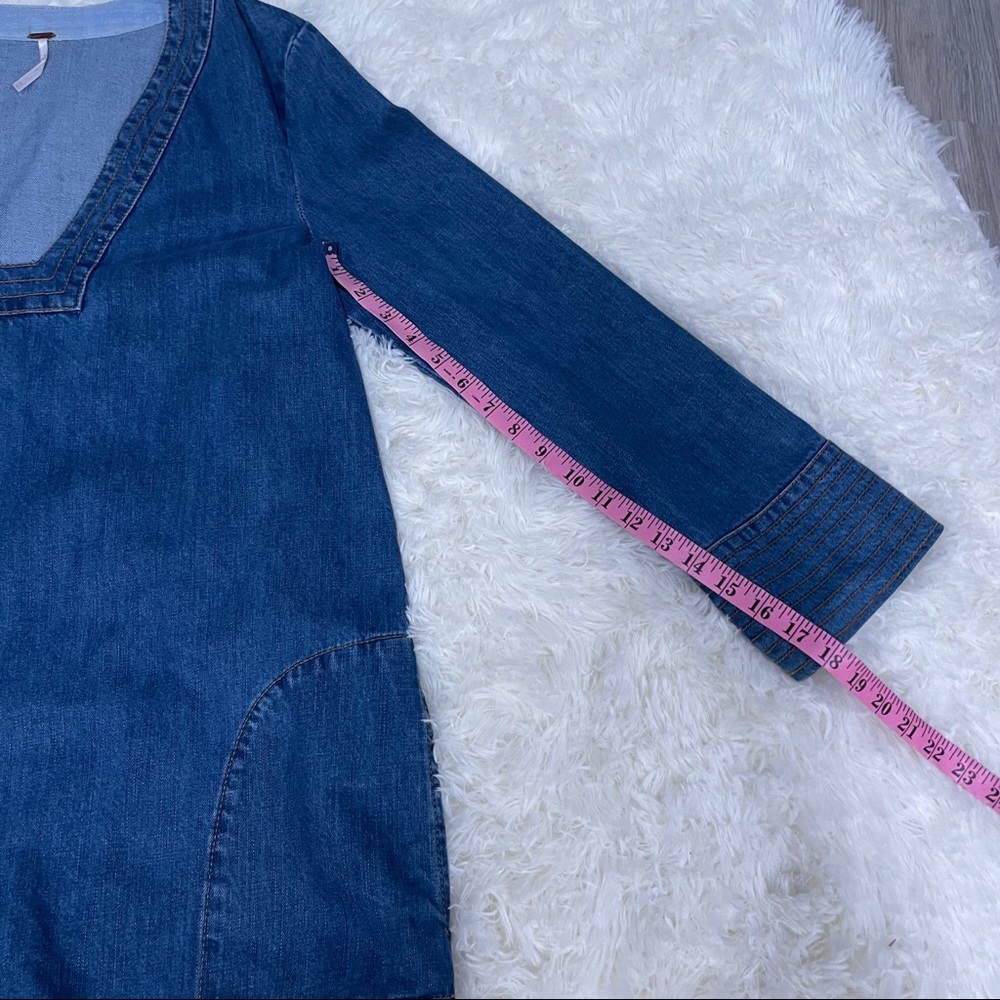 🚨SOLD🚨Free People Dreaming of Denim Bell Sleeve Tunic Top in Hendrix Blue - Picture 10 of 12